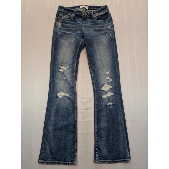 BKE Denim - BKE Stella Low Rise Bootcut Jeans Distressed Medium Wash Blue Womens 27 x 29 1/2